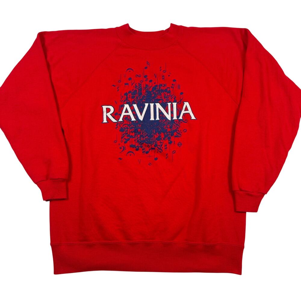 Vintage 90s Ravinia Festival Sweatshirt Large Red Hanes Music Graphic USA